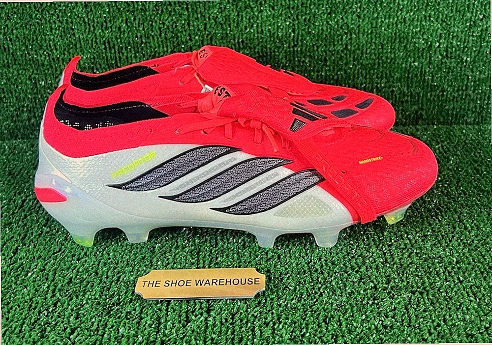 Men adidas Predator ELITE Folding Tongue FG Red Soccer Cleats JS0380 Size 13