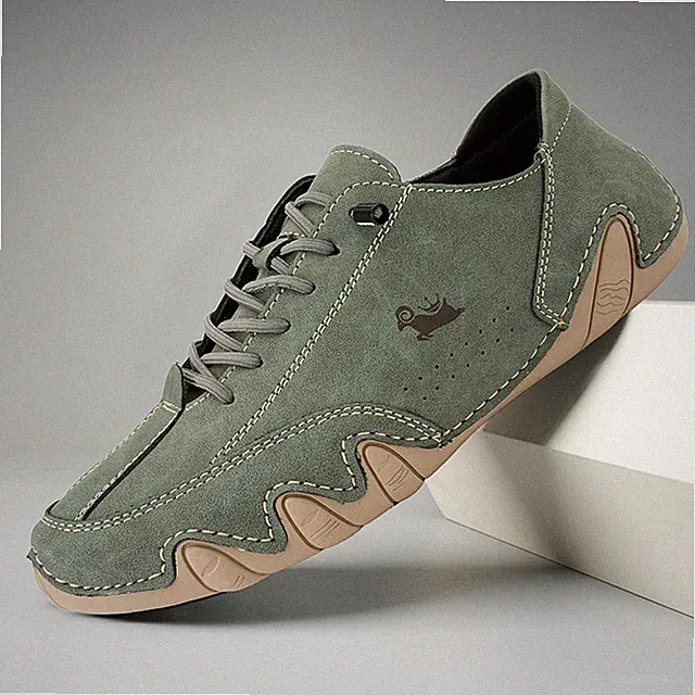 Men Casual Walking Shoes Leather Loafer Sneakers Motorcycle Walking Ankle Boots