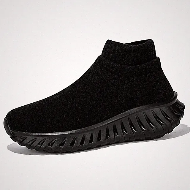 Men Fashion Running Shoes Knitted Casual Soft Walking Sneakers Lightweight Brown