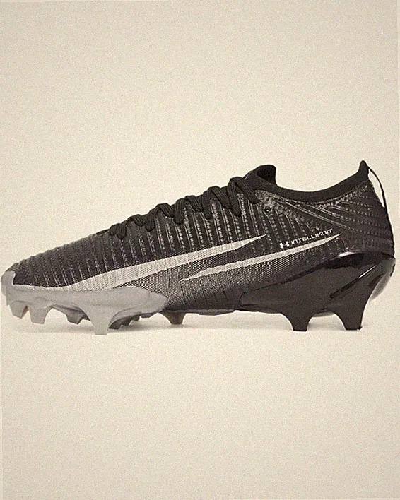 Men Football Soccer Cleats Speed Lightweight Spike Shoes Black Silver Size 9