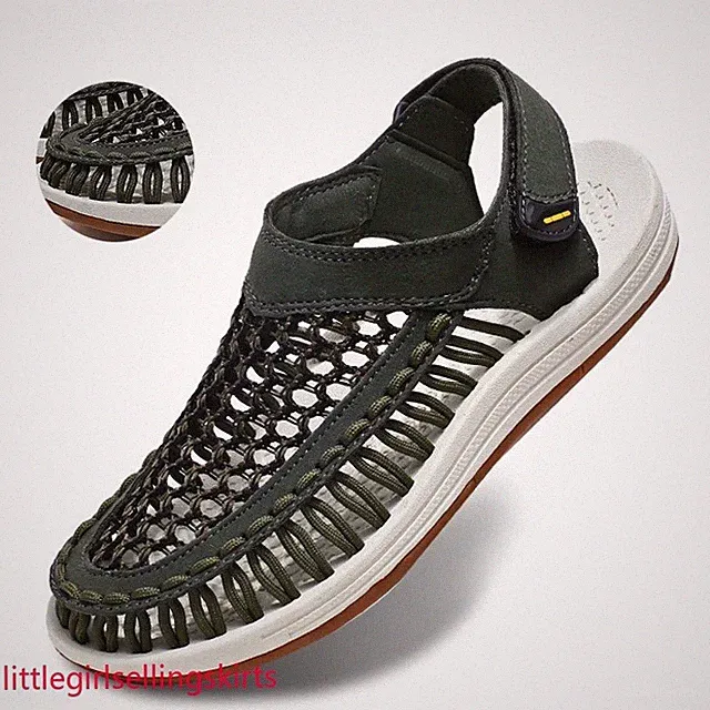Men Handmade Woven Beach Sandals Summer Outdoor Casual Hollow Out Walking Shoes
