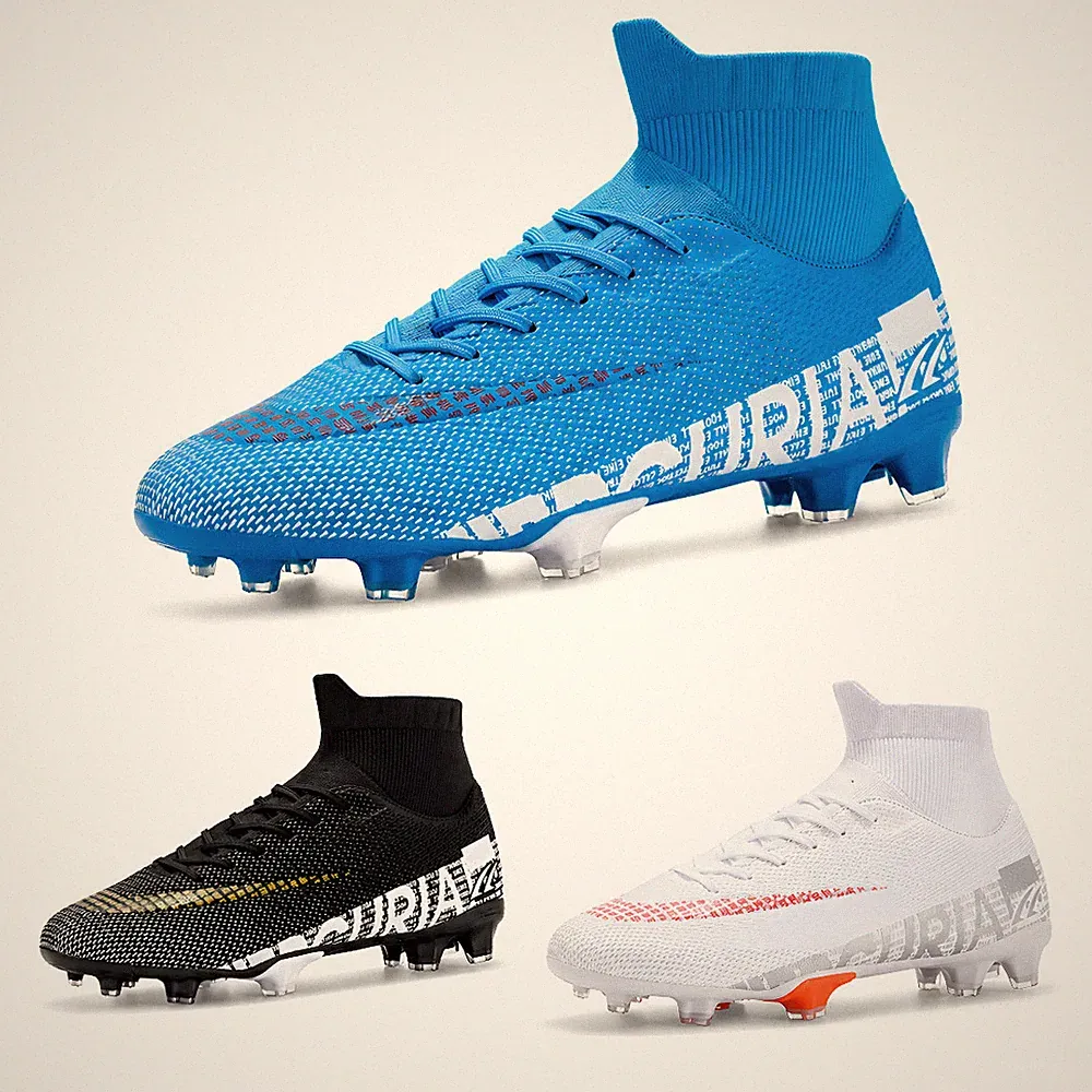 Men High Ankle Soccer Cleats Football Boots Training Shoes FG Outdoor