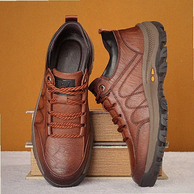 Men Hiking Shoes Sports Casual Leather Walking Driving Sneakers Outdoor Footwear