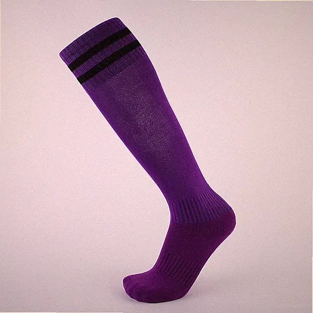 Men Kids Sport Football Soccer Long Socks Solid Knee High Bottom Non-slip Socks