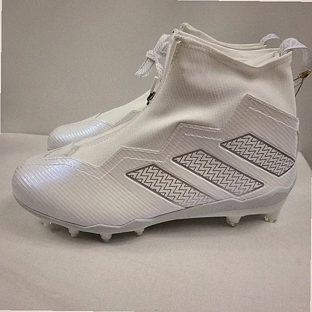 Men's 11 Adidas Nasty 2.0 Football Cleats Lacrosse High Zip White Silver Gx7962