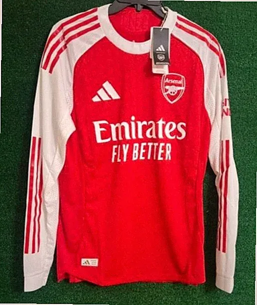 Men's adidas ARSENAL 25/26 Long Sleeve Home Authentic Jersey JJ1833 Sz M