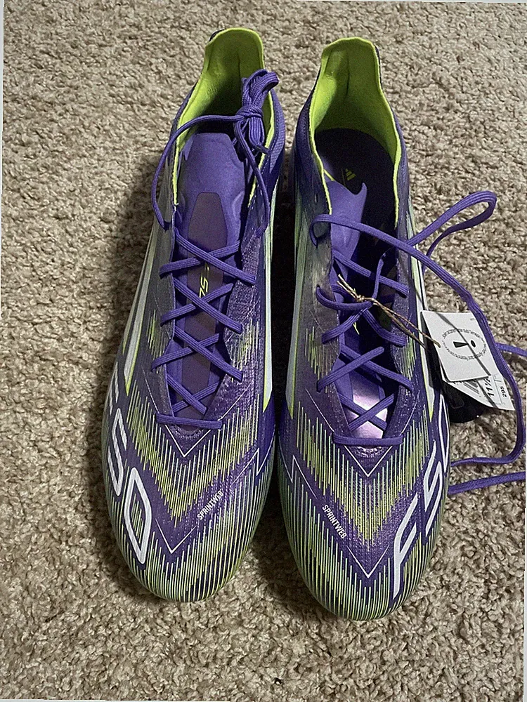 Men's adidas F50 ELITE SG Soccer Cleats Purple Green JH7633 Size 11.5
