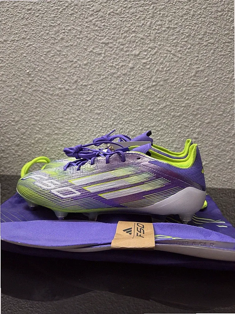 Men's adidas F50 ELITE SG Soccer Cleats Purple Green JH7633 Size 7.5