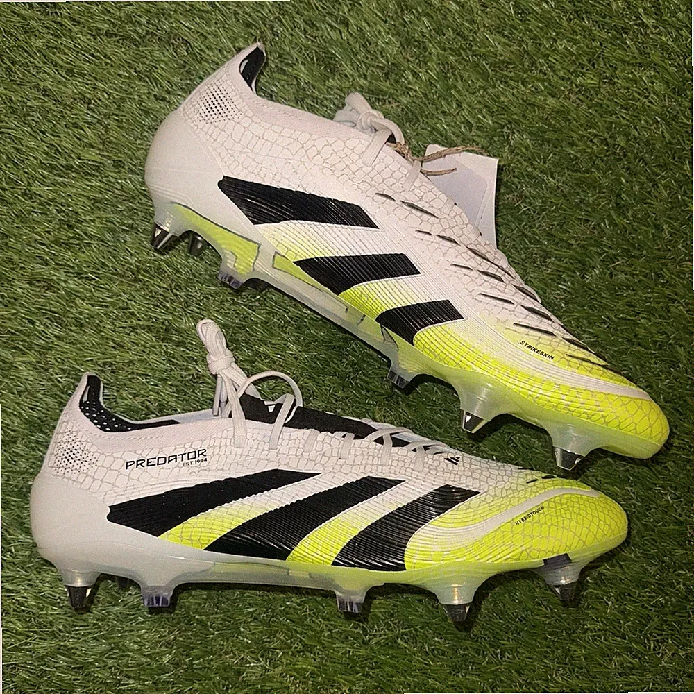 Men's Adidas Predator Elite SG White Green Soccer Cleats JI1067 Size 11