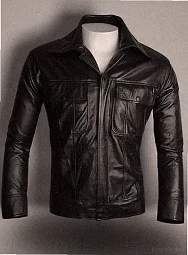 Men’s Black Leather Elvis Presley Speedway Rock N Roll Vintage Jacket Costume