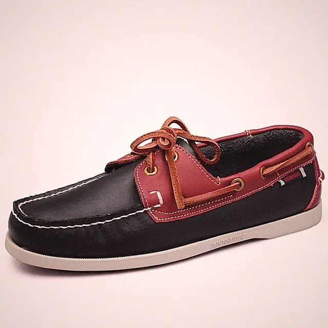 Men's Boat Footwear Fashion Leather Loafers Slip On Lace Up Casual Lazy Shoes