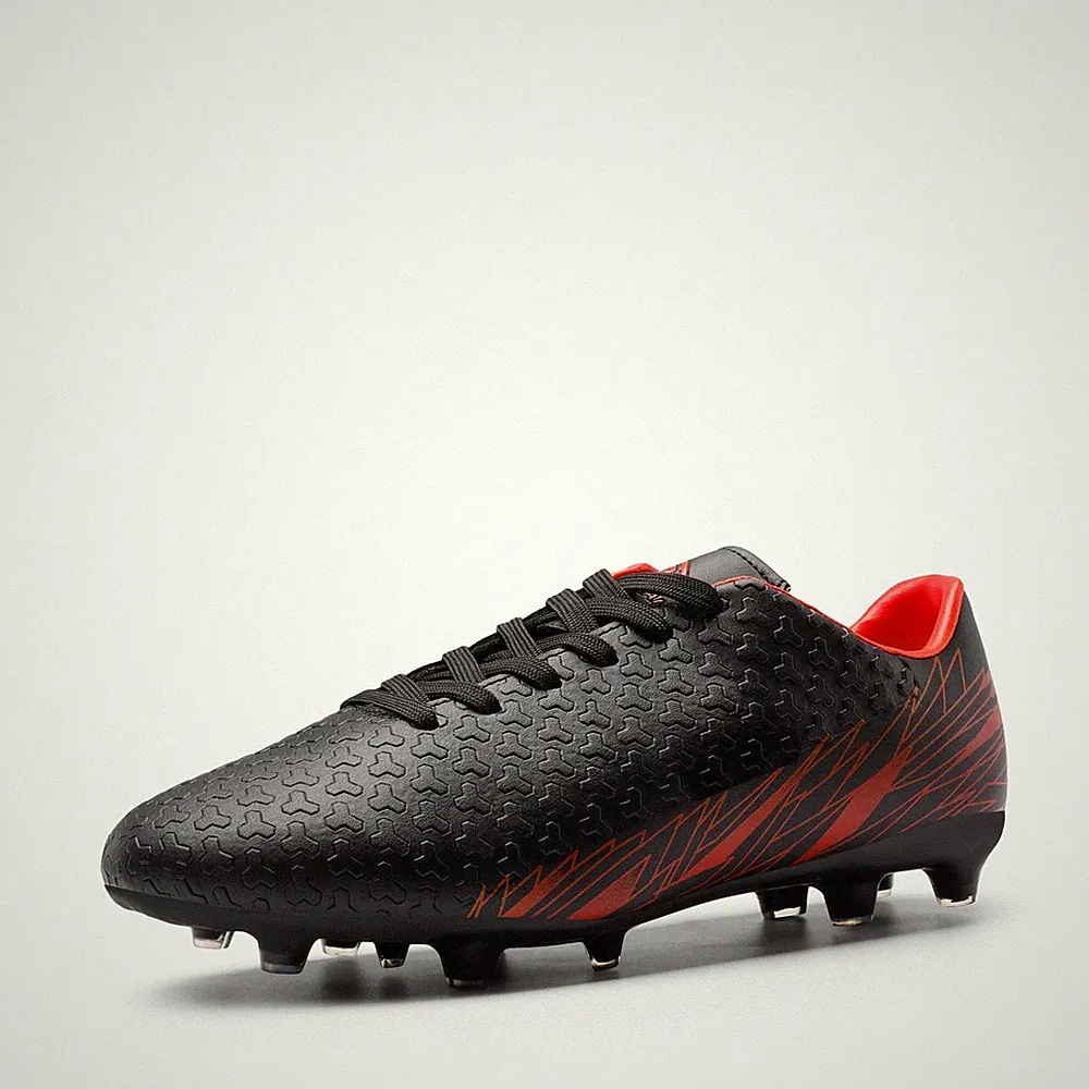 Men's Firm Ground Soccer Cleats Shoes,Size 12,Black/Red,MEGA-1