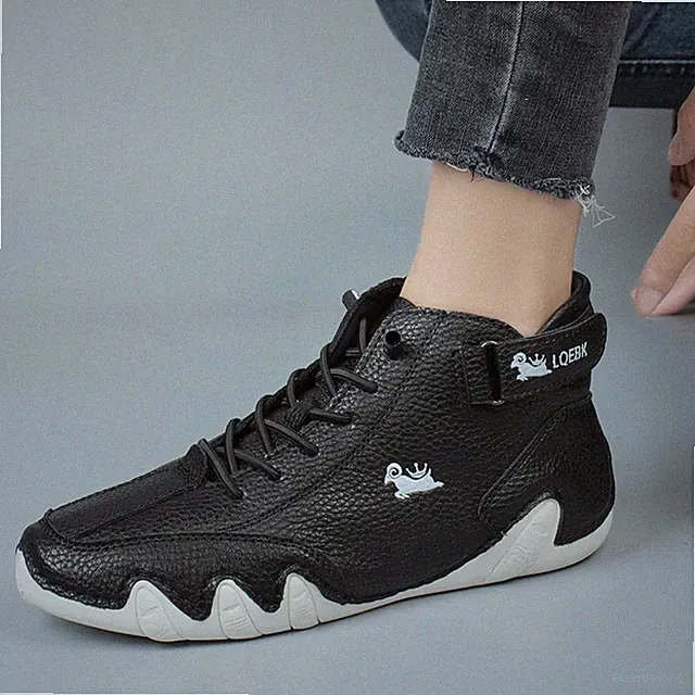Men's Leather Casual Sneaker Soft Sole Couple Loafers Fashion Hiking Ankle Boots