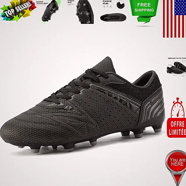 Men’s Lightweight Lace-Up Soccer Shoes - Flexible Outdoor Cleats for Performance