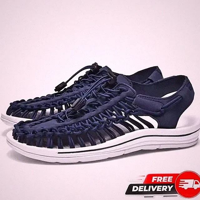 Men’s Navy Summer Weave Sandals Breathable Casual Beach Shoes