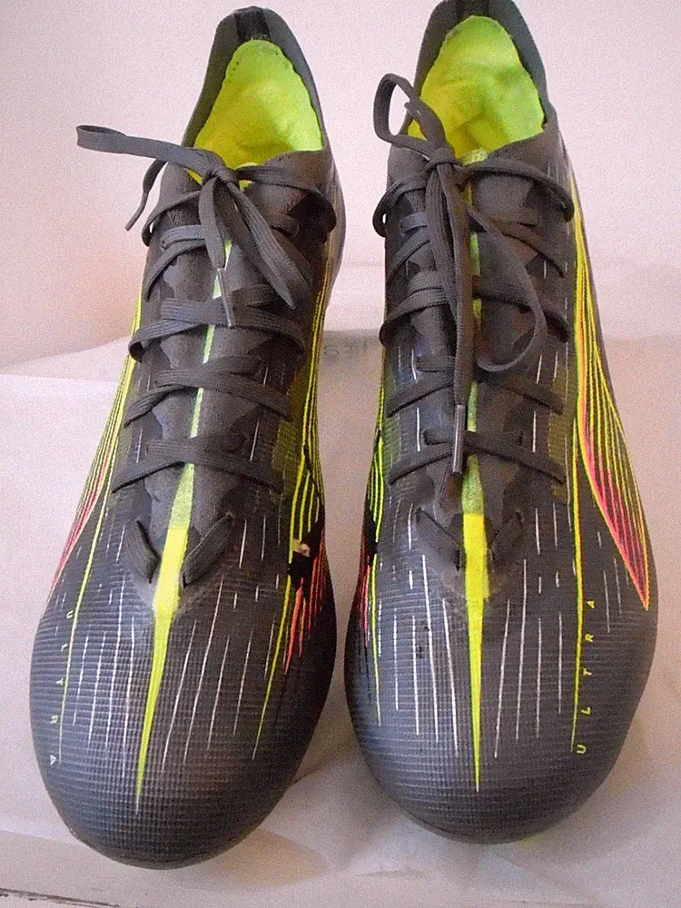 Men's Puma Ultra 5 Pro Grip Control Silver Yellow Soccer Cleats US-11.5,EUR-45