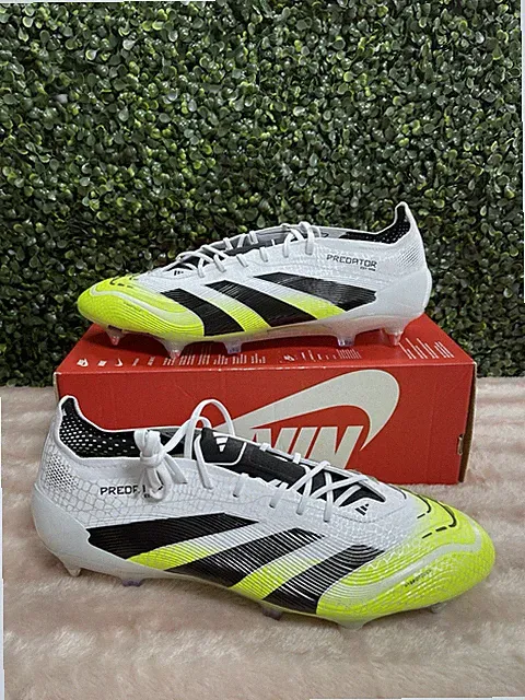 Men's Size 13 - Adidas Predator Elite SG Soccer Cleats White Volt Black JI1067