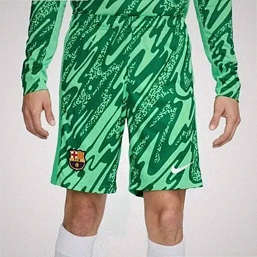 Men's Size 3XL Nike Barcelona 2024-25 Goalkeeper Soccer Shorts Green FN8860 FCB