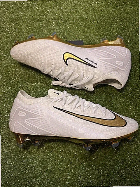 Men's Size 5.5/7W Nike Zoom Mercurial Vapor 15 Elite FG By You White Gold Cleats