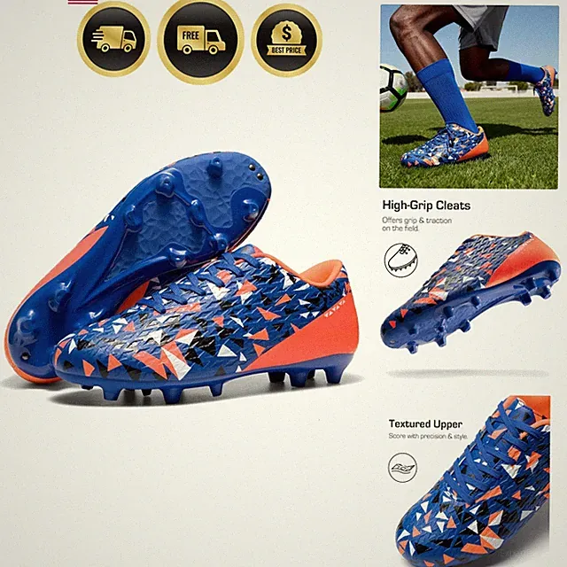 Men's Soccer Cleats Adult Football Shoes Lace-Up Firm Groud Athletic Outdoor...