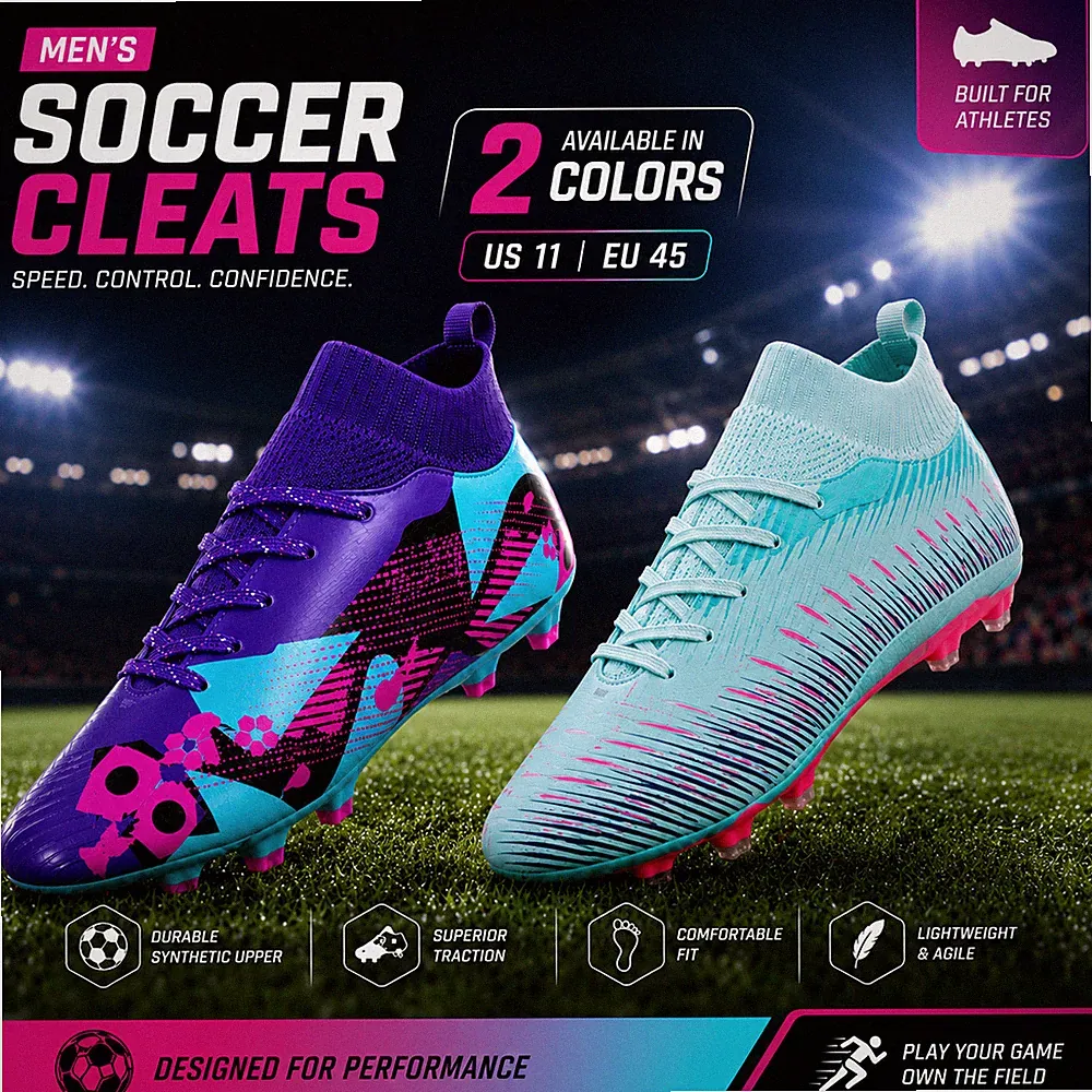 Men's Soccer Cleats FG Football Boots US 11 EU 45 New Choose Color