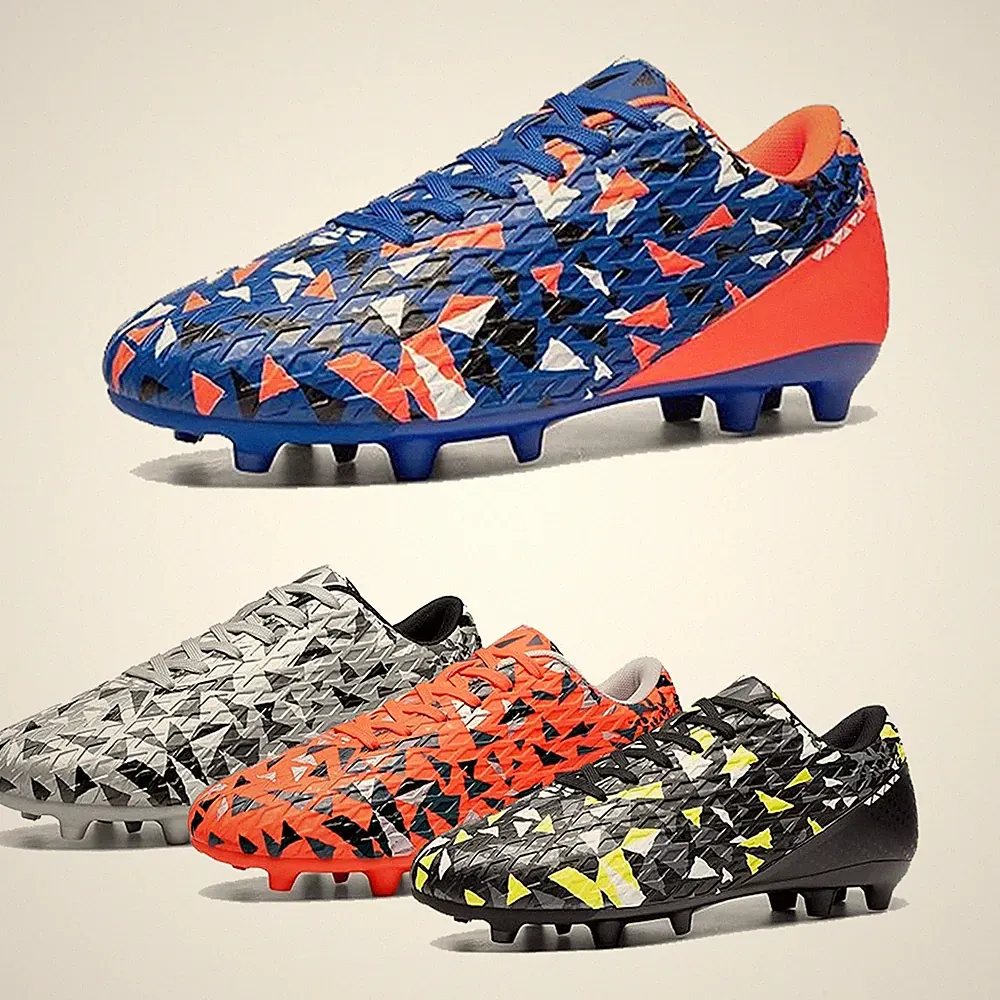 Men’s Soccer Cleats FG Textured Upper Football Boots Lightweight Lace Up