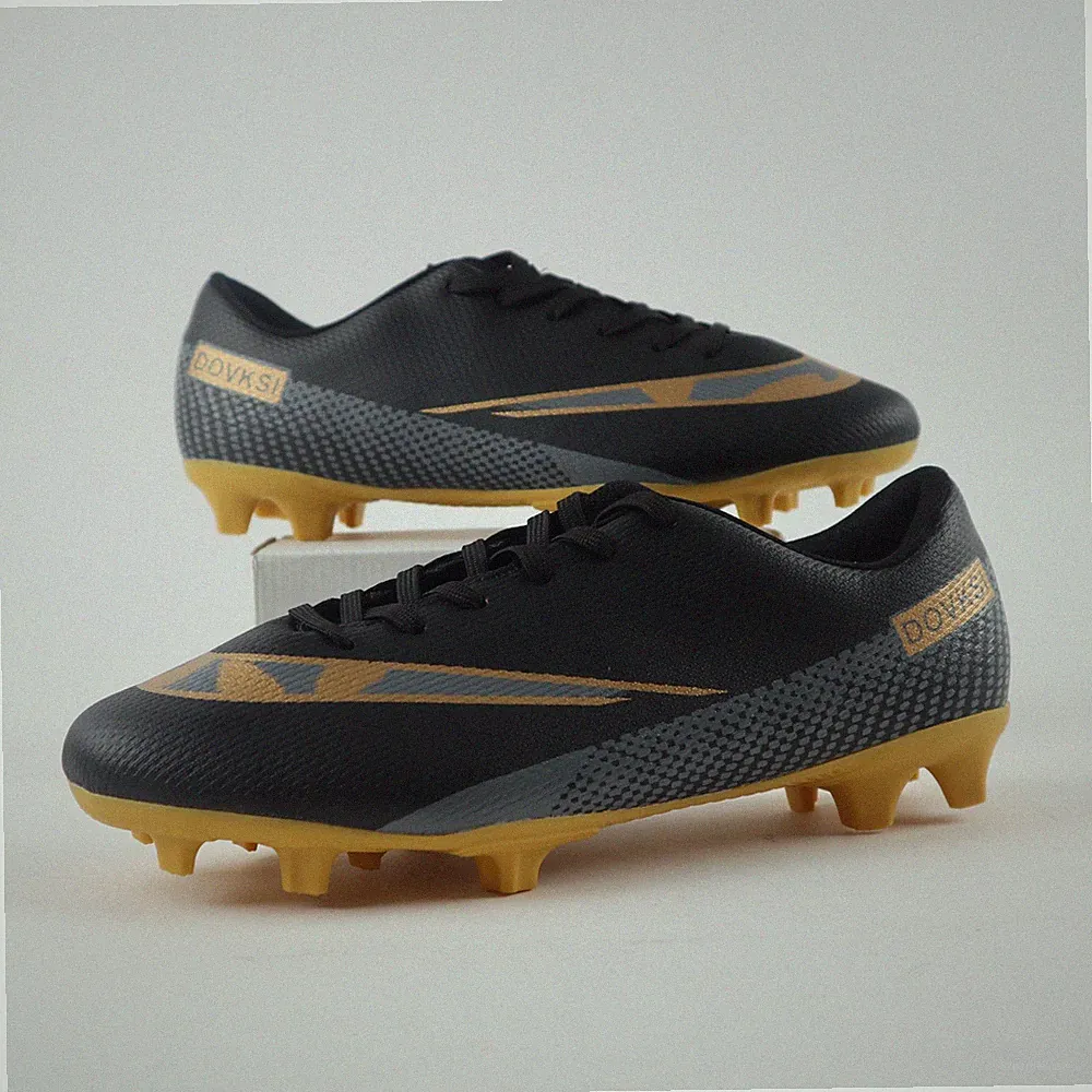 Men's Soccer Cleats Lace-Up Sneakers on Firm Ground & Turf Shoes 9.5 Black