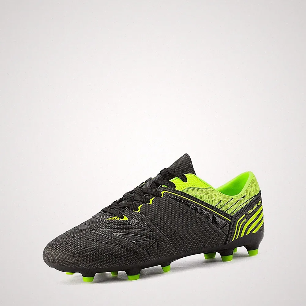 Men's Soccer Cleats Lightweight Shoes,Black/Neon/Green,8.5