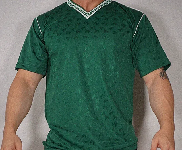 MEN'S SOCCER SHORT SLEEVE GREEN SHIRT ADULT MEDIUM