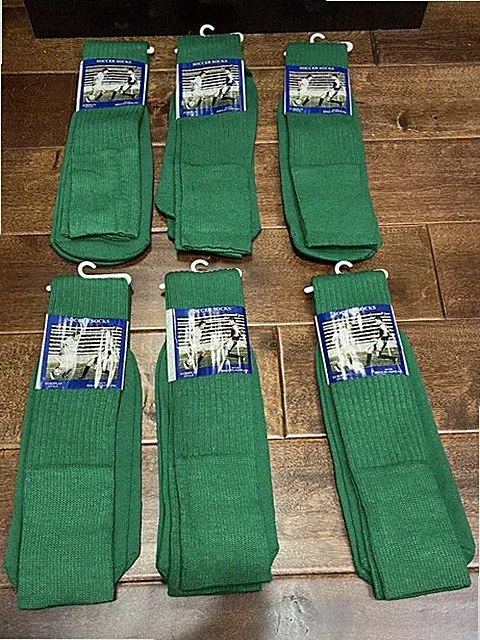 Men’s Soccer Socks Lot 6 Pairs Green Fits Shoe Size 4–10 Sock Size 9-11 NWT