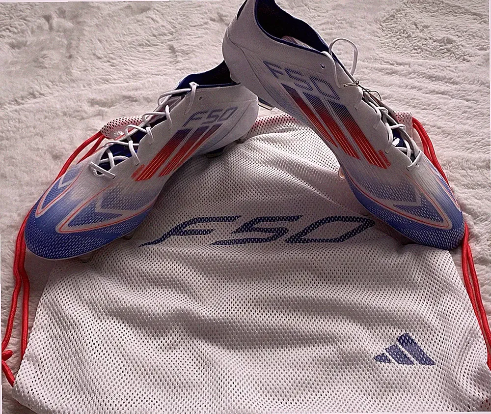 Men’s Sz 13.5 ADIDAS F50 ELITE SOFT GROUND SOCCER CLEATS White Red Blue IF1299