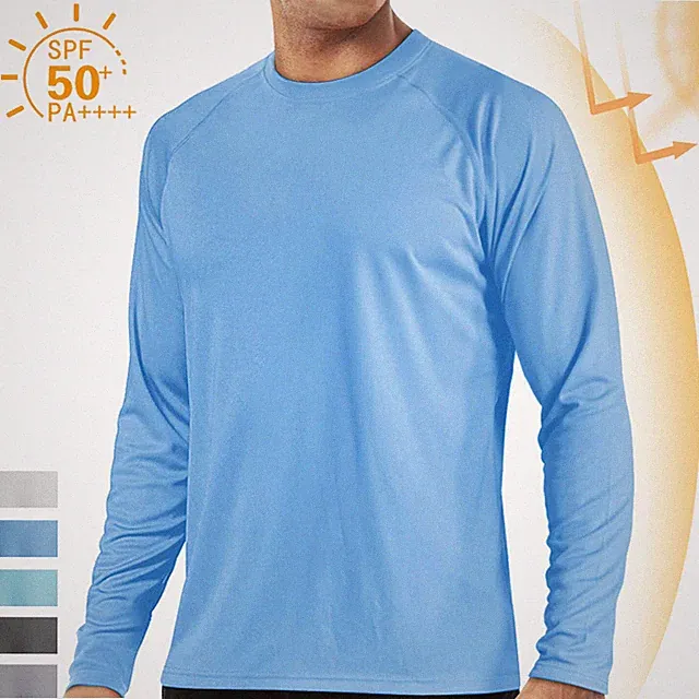 Men's UPF 50+ UV Protection Long Sleeve T-Shirt Sun Block Casual Fishing Shirts