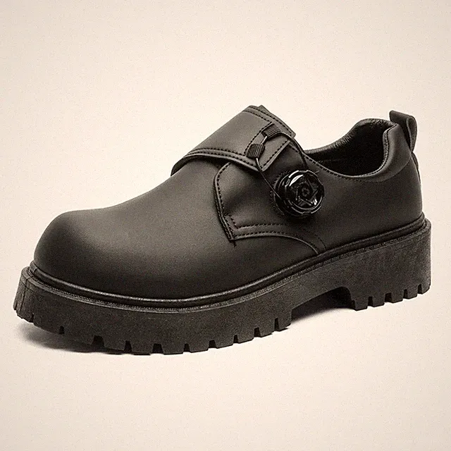 Men's Wide Derby Shoes Platform Leather Boots Outdoor Sneakers Trendy Streetwear