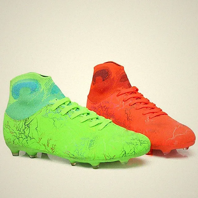 Men's Women's FG Cleats Training Athletic Non-Slip Long Studs High-Top Footba...