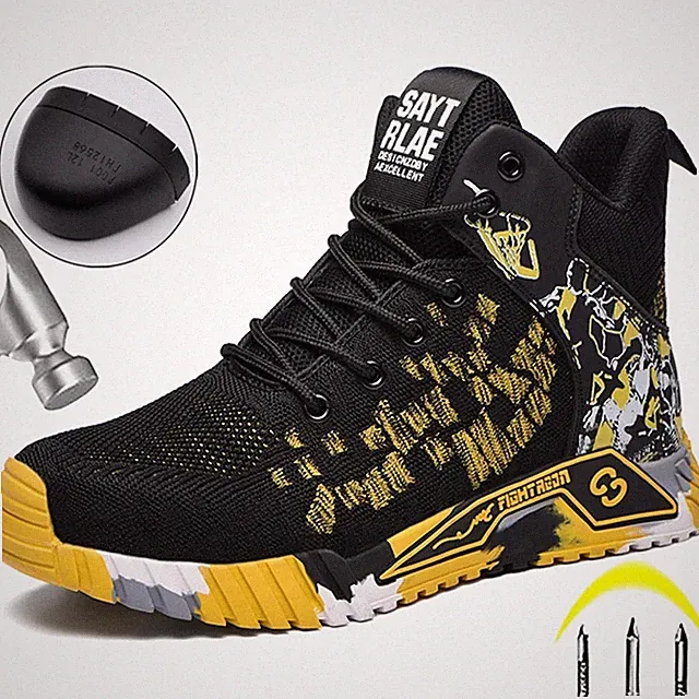 Men Safety Work Shoes Anti-puncture High Top Sneakers Steel Toe Indestructible