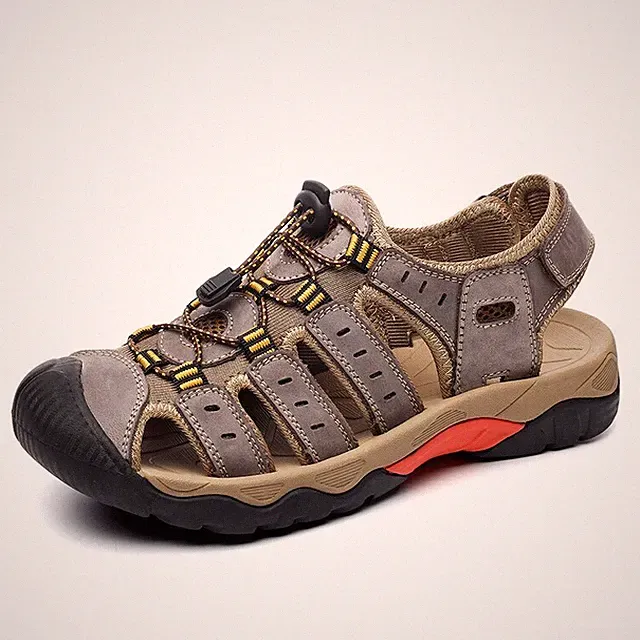 Men Sandals Leather Outdoor Shoes Summer Comfort Beach Roman Hiking Footwear