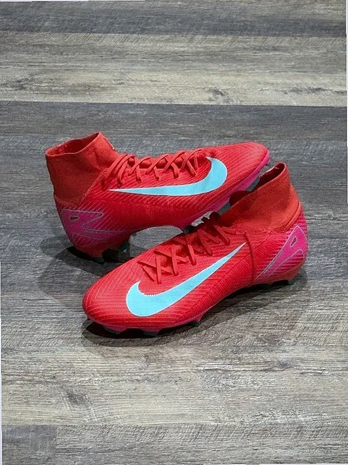 Men Size 12 Nike Zoom Mercurial Superfly 10 Pro, Firm Ground, Red Soccer Cleats