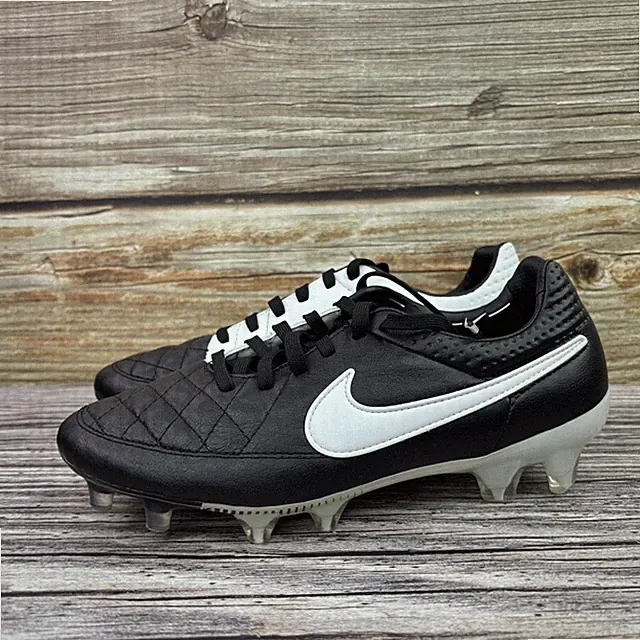 Men Size 6.5 Nike Tiempo Legend V FG Black White Soccer Cleats 631518-010