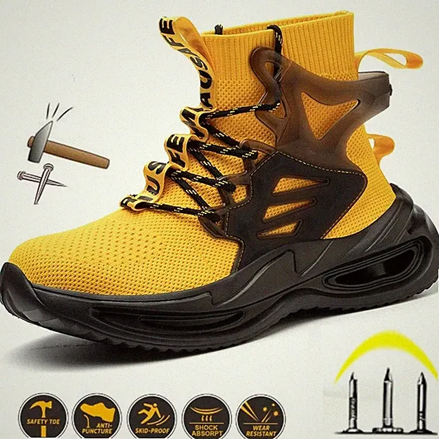 Men Work Safety Boots Indestructible Steel Toe Shoes Anti-puncture Sneaker