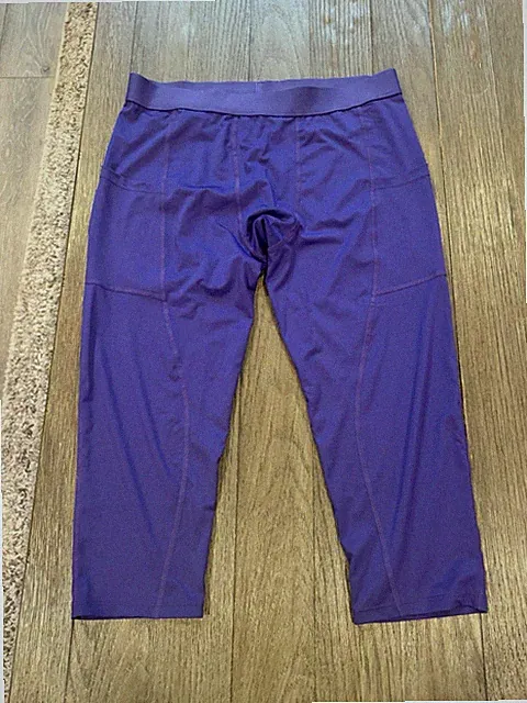 Mens 3/4 Spandex Tights Compression Pants Racing Tights Purple 2XL New Pockets