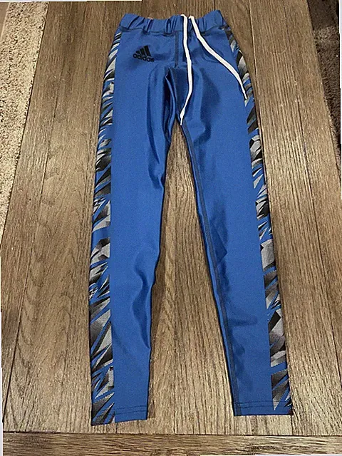 Mens Adidas Spandex Tights Compression Pants Blue Black S