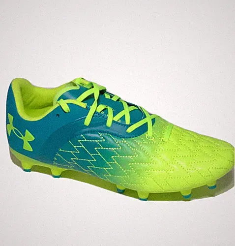 Mens Green Blue Under Armour Leather Soccer Cleats Size 7 Mens 3025642-300