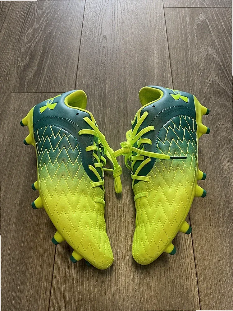Mens Green Blue Under Armour Leather Soccer Cleats Size 9 Mens 3025642-300