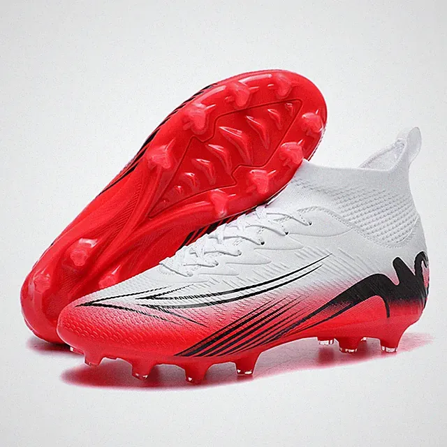 Mens High Top Soccer Shoes FG Long Spikes Adult Football Shoes Lightweight Pr...
