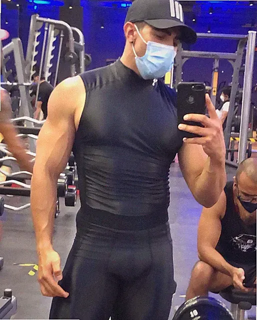Mens jock Black Shiny Spandex Tights Compression Pants Medium M