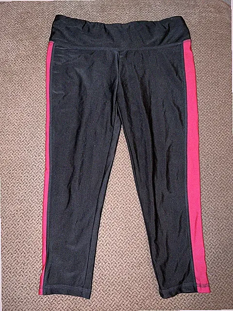 Mens Jock Bodybuilding 3/4 Pink Gray Shiny Spandex Tights Compression Pants M