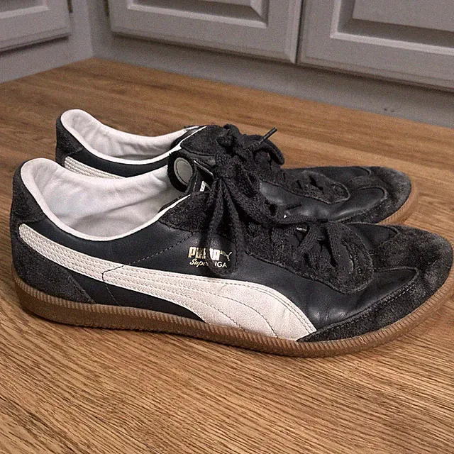 Mens Puma Super Liga OG Retro Navy Blue White Leather Suede Shoes Size 13