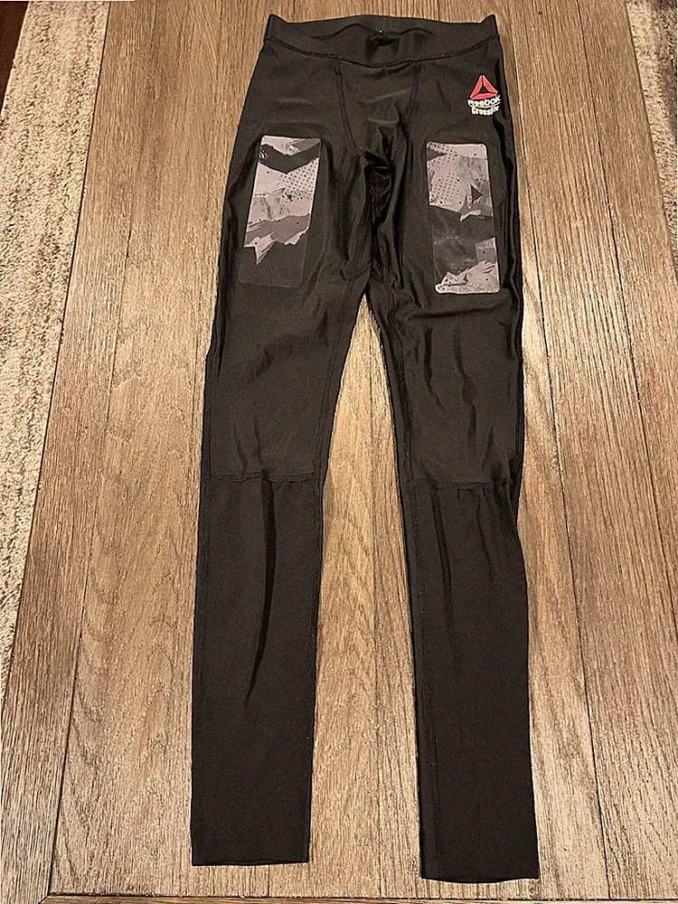Mens Shiny Reebok CrossFit Black Spandex Tights Compression Pants S