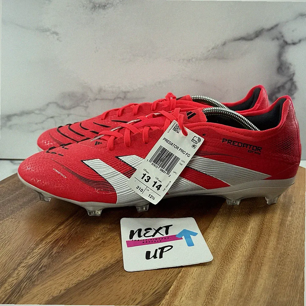 Mens size 13-adidas Predator Pro FG Red White Soccer Cleats ID3856 nby NEW
