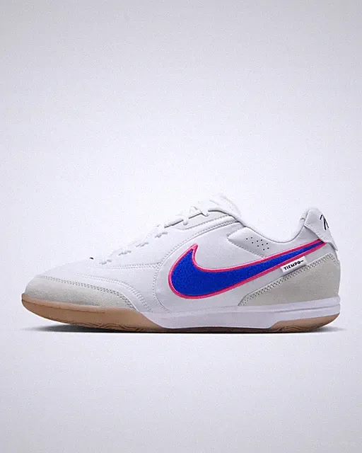 Mens Size 8 Nike Tiempo Streetgato Indoor Court IC Soccer Shoes White/Blue